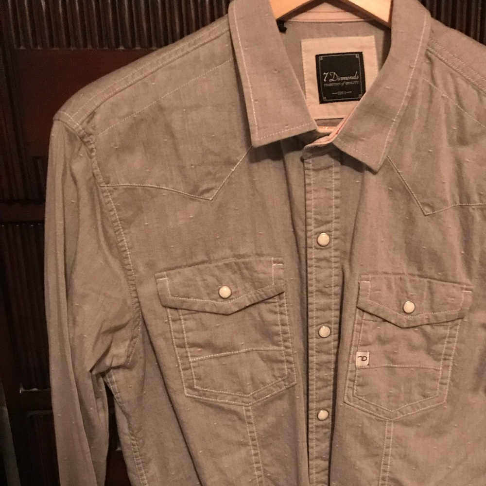 Gray slim fit button down